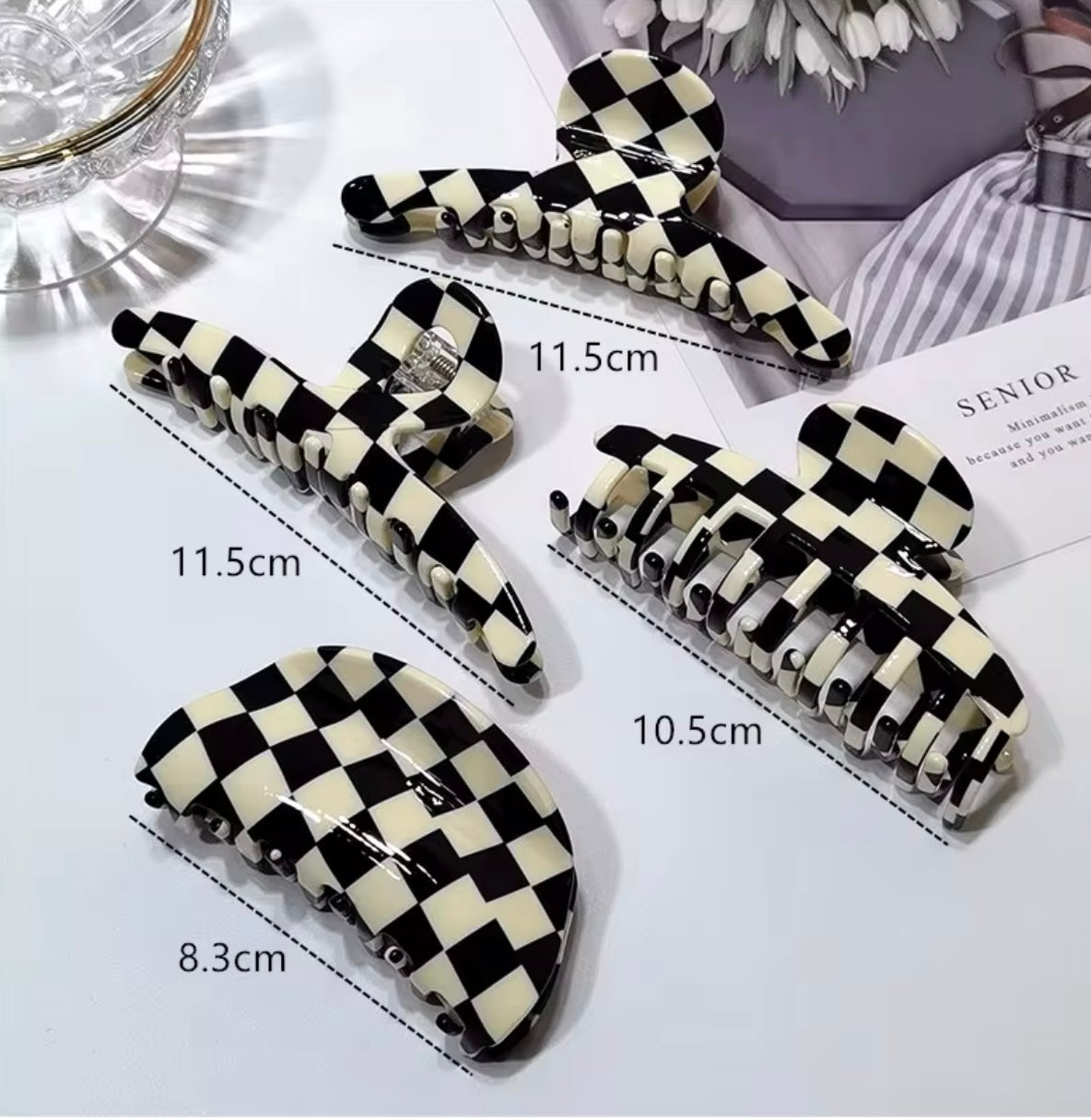 Checkered Hair Claw Clip