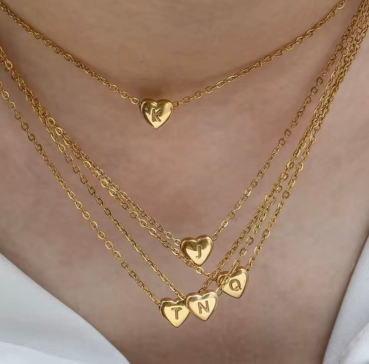 18K Gold Plated Initial Heart Necklace
