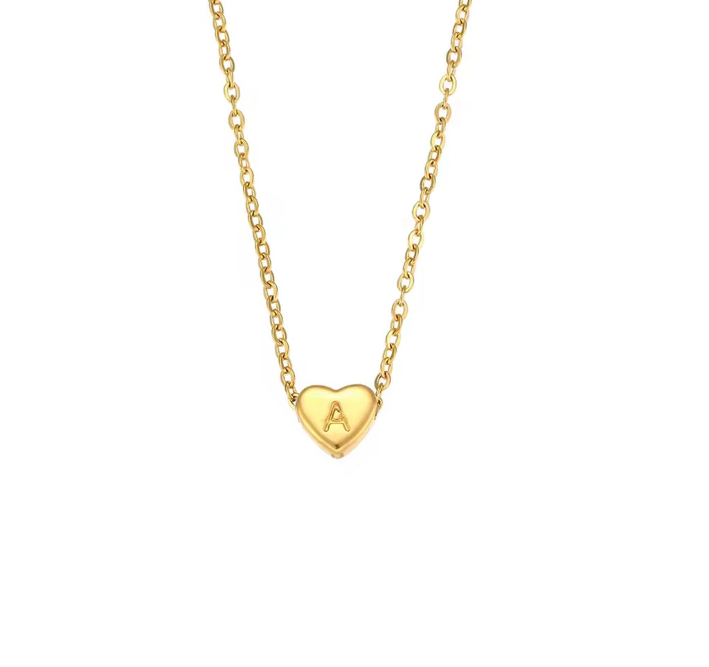 18K Gold Plated Initial Heart Necklace