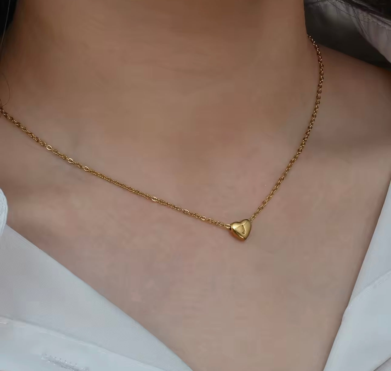 18K Gold Plated Initial Heart Necklace