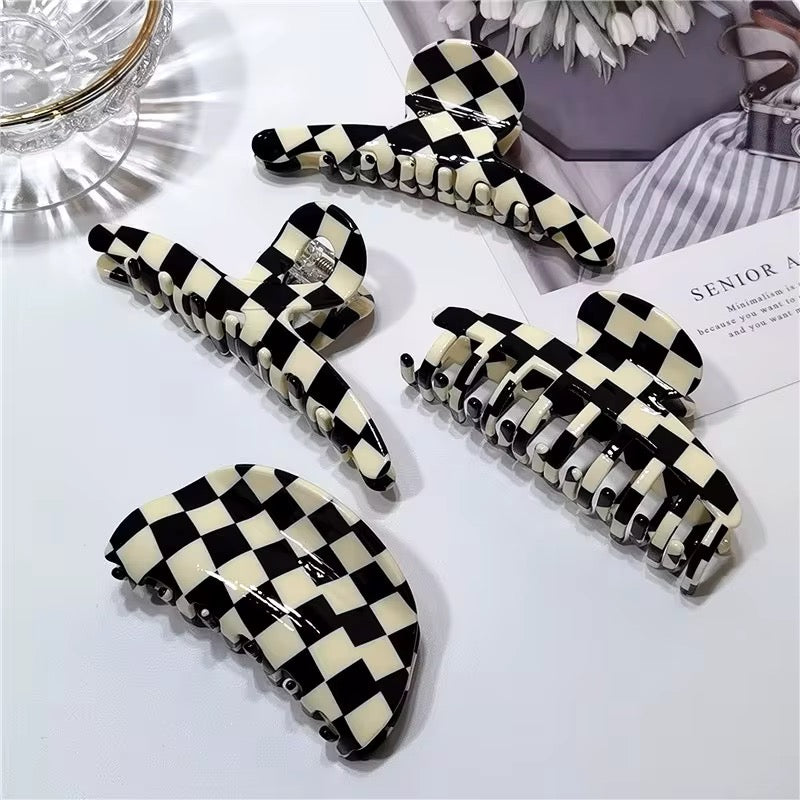 Checkered Hair Claw Clip