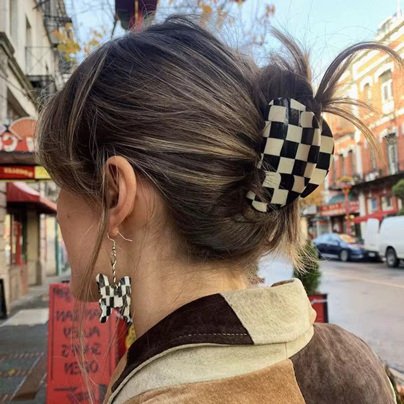 Checkered Hair Claw Clip