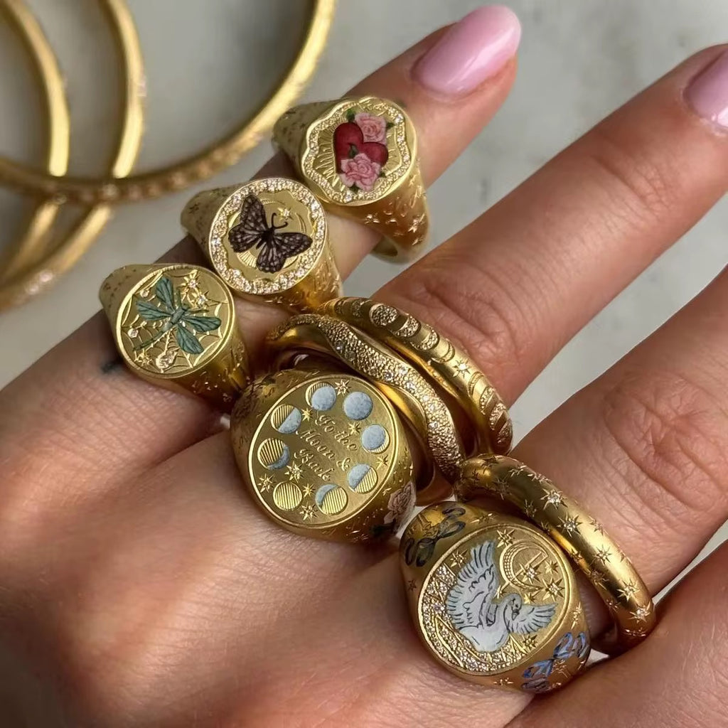 18K Gold Plated Vintage Style Rings