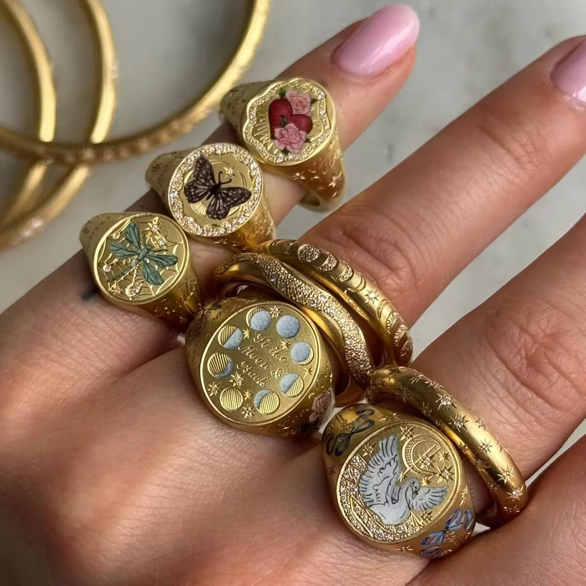 18K Gold Plated Vintage Style Rings